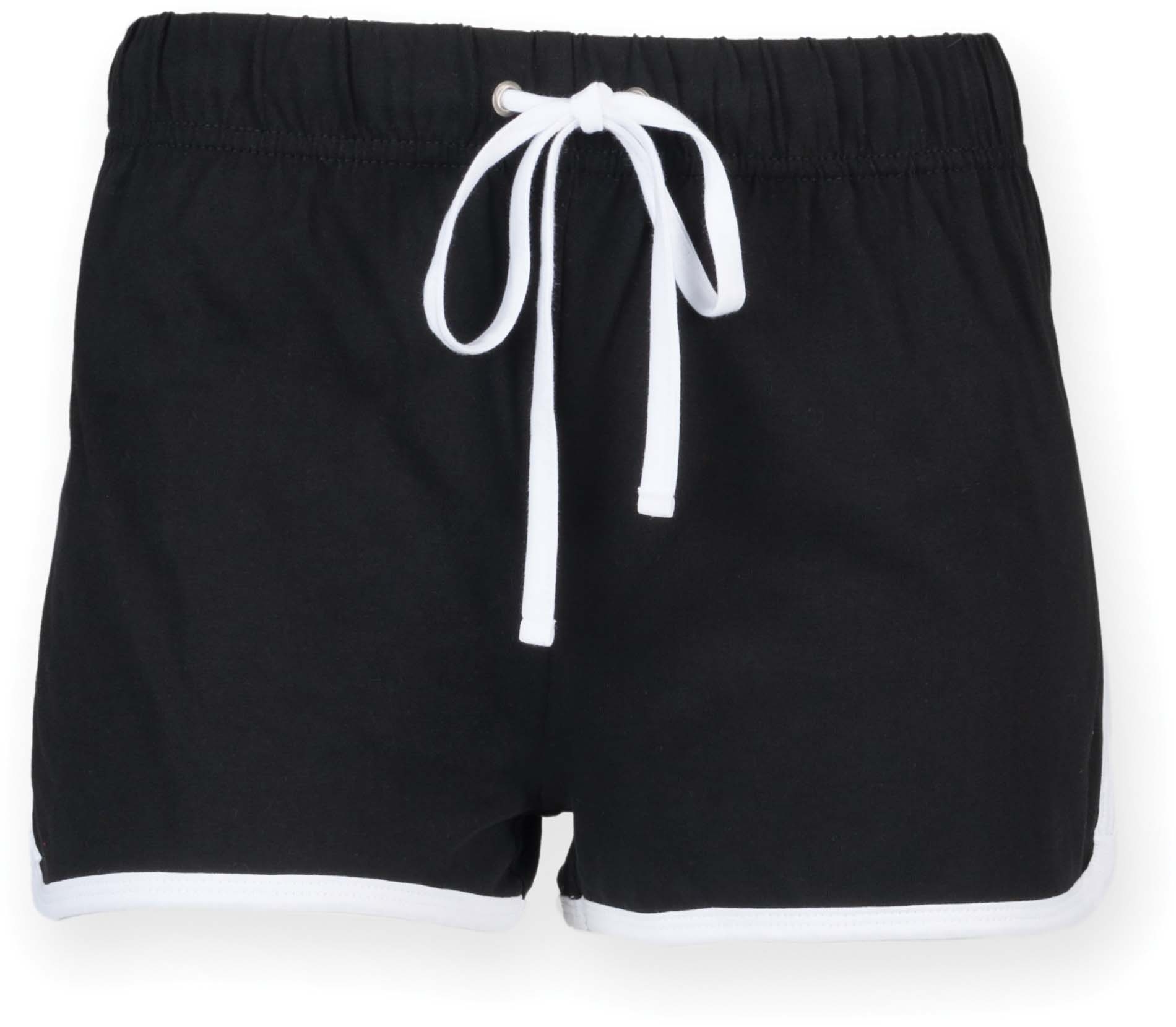 Short Femme Rétro Noir Black / White, à personnaliser avec le logo de votre club. Short Femme Rétro Noir Black / White