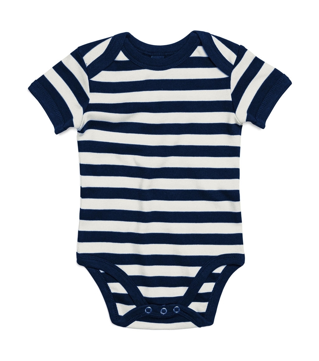 Baby Striped Short Sleeve Bodysuit - White/Navy imprimé et personnalisé ...