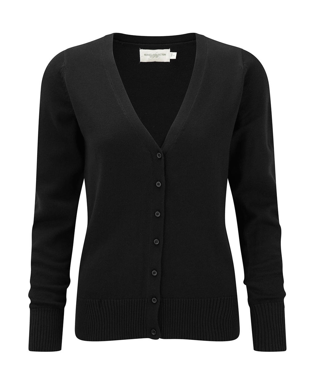 Cardigan col V Femme Black Noir, à personnaliser avec le logo de votre club. Cardigan col V Femme Black Noir