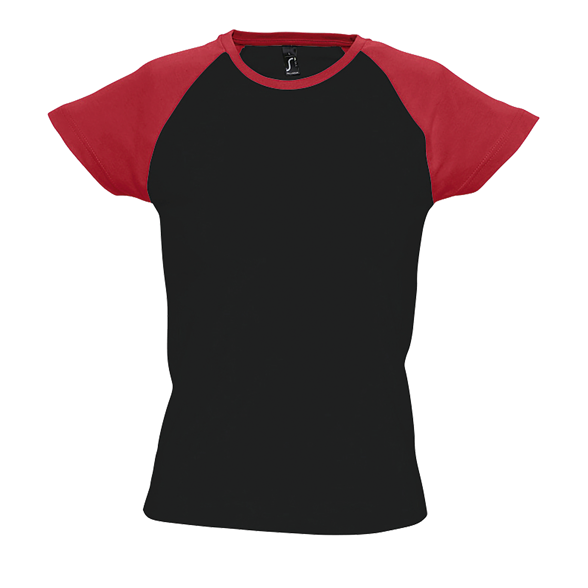 TEE-SHIRT FEMME BICOLORE MANCHES RAGLAN MILKY Noir / Rouge Noir           