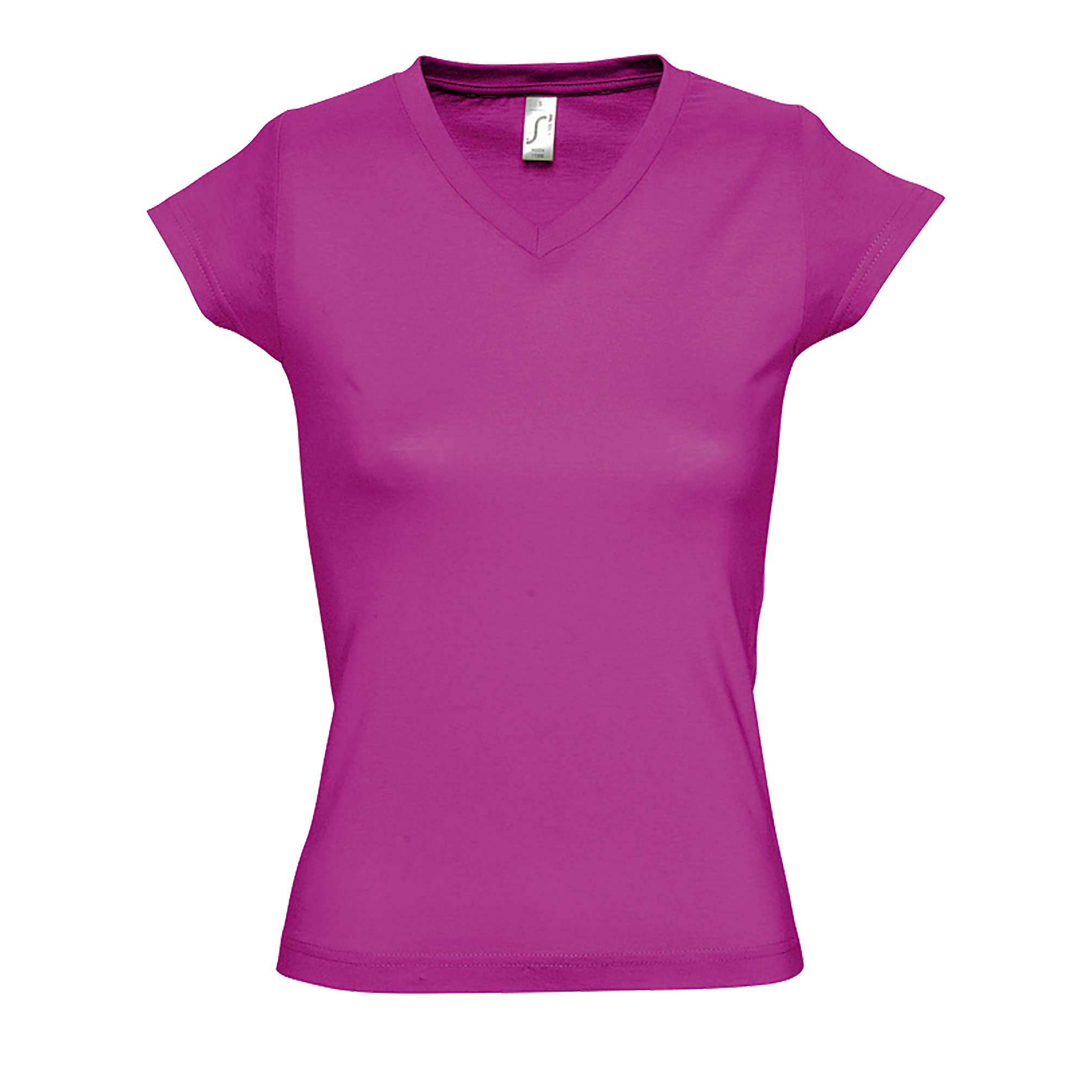 TEE-SHIRT FEMME COL “V” MOON Fuchsia Rose , à personnaliser avec le logo de votre club. TEE-SHIRT FEMME COL “V” MOON Fuchsia Rose