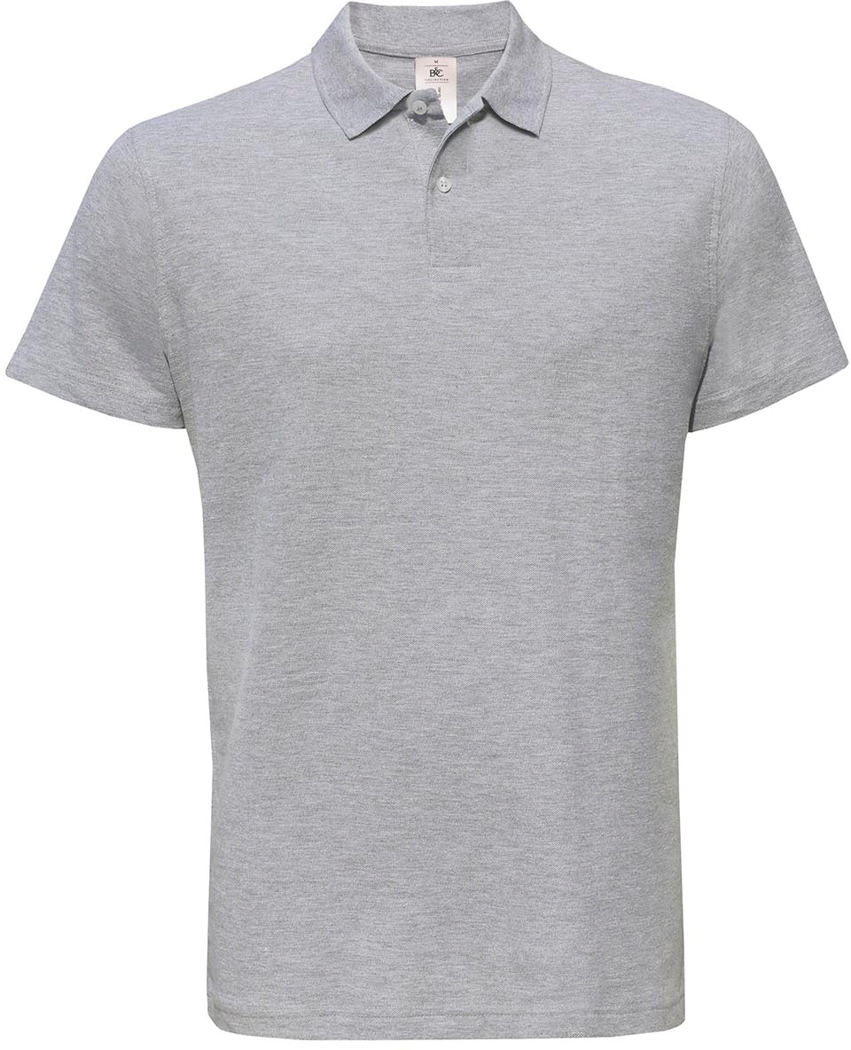 Polo piqué ID.001 Homme Heather Grey Gris, à personnaliser avec le logo de votre club. Polo piqué ID.001 Homme Heather Grey Gris