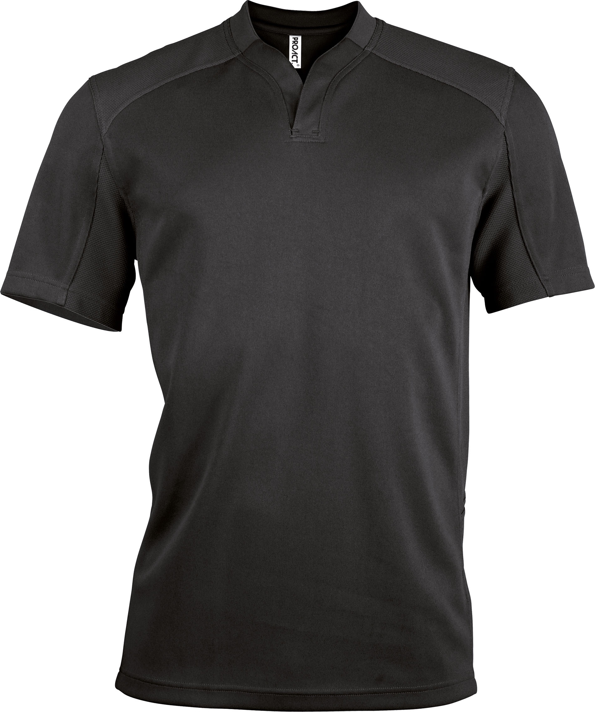 Maillot de rugby bi-matière manches courtes enfant Black Noir, à personnaliser avec le logo de votre club. Maillot de rugby bi-matière manches courtes enfant Black Noir
