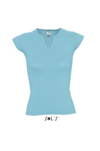 TEE-SHIRT FEMME COL FANTAISIE EMMANCHURES AMÉRICAINES MINT