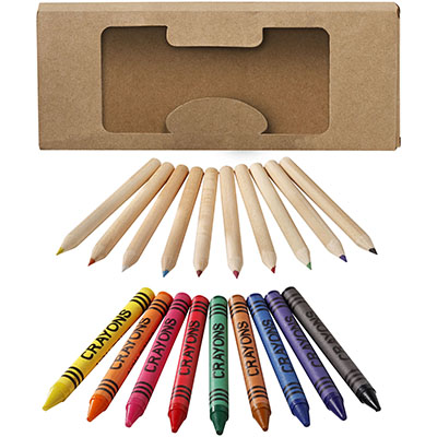 Kit de crayons et crayons gras colorés 19 pièces Lucky